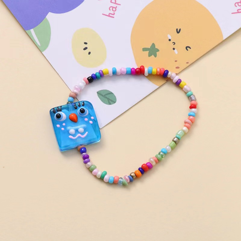 Kartun Monster Kecil Warna-Warni Gelang Manik-Manik Perempuan Korea ns Kecil Segar Manis Temperamen Gelang Pacar Pasangan Gelang