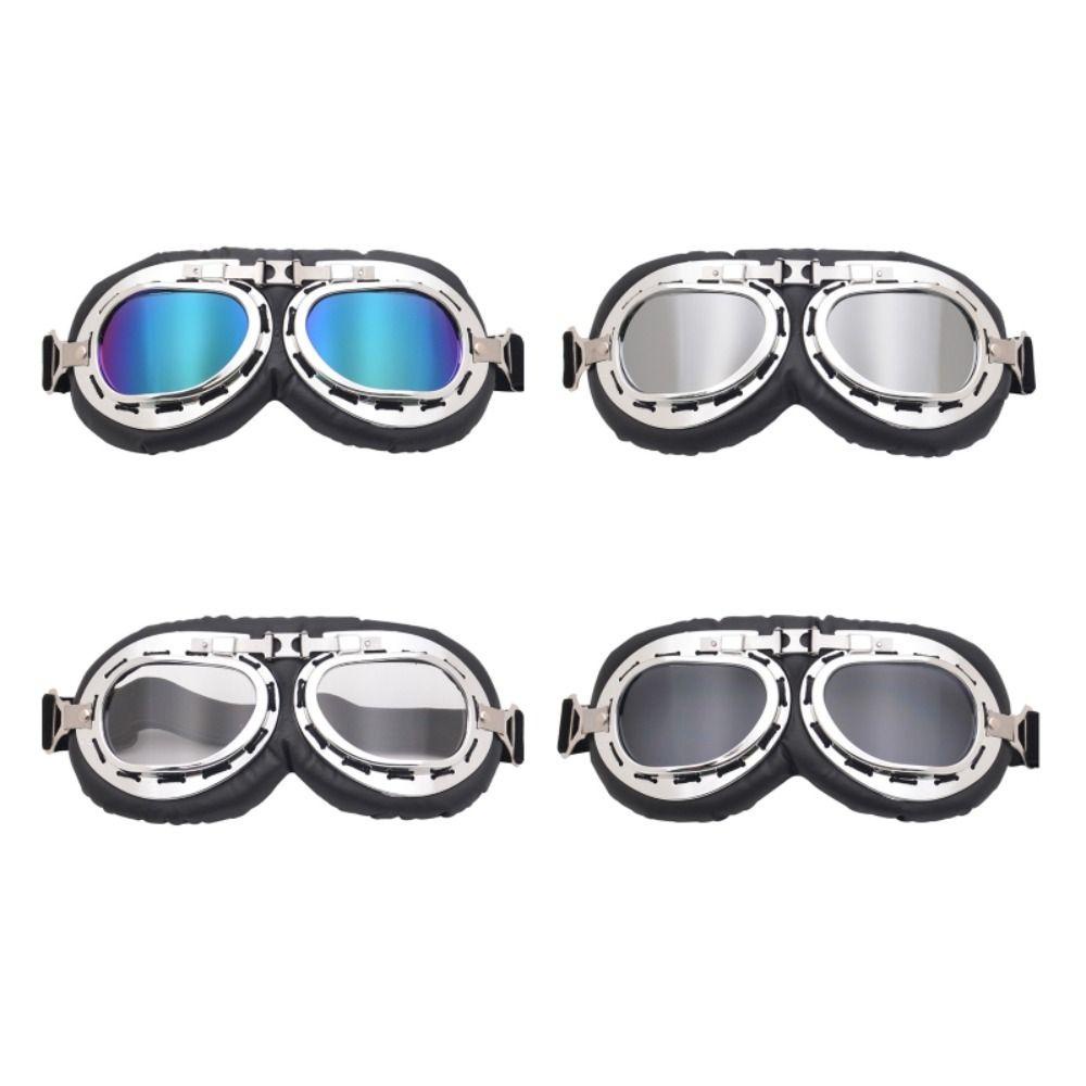 Needway Kacamata Motor UV Sandproof Steampunk Vintage Sepeda Kacamata Gafas Ksatria Peralatan Angin Kacamata Helm Pilot Kacamata Hitam Angin Cermin Kaca Mata