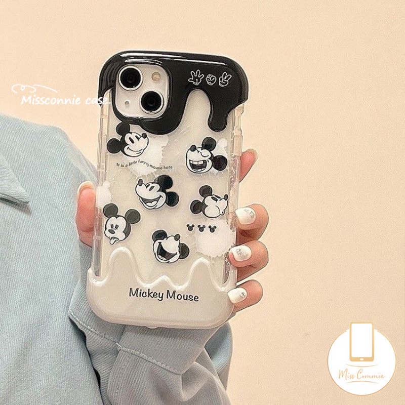 IPHONE Couple Casing Ponsel Kartun Lucu Mickey Minnie Mouse Kompatibel Untuk Iphone11Xr 7Plus 8Plus 7 8 Plus 11 14 13 12 Pro Max X XS Max Kreatif Permen 3D Es Krim Shockproof Soft Cover