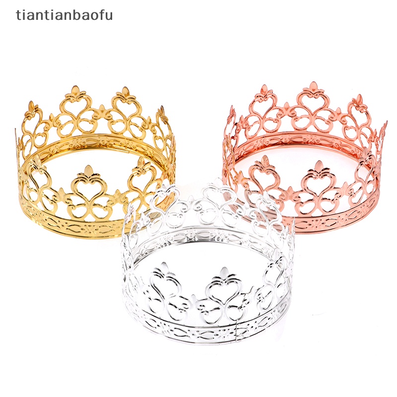 [tiantianbaofu] 1pc Tiara Warna Emas Mahkota Topper Kue Dekorasi Hias Perlengkapan Pesta Butik