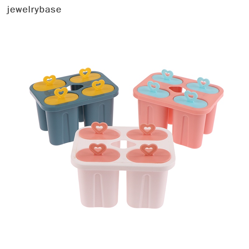 [jewelrybase] Cetakan Es Krim Frozen Plastik Juice Popsicle Maker Lolly Mould 4sel Butik