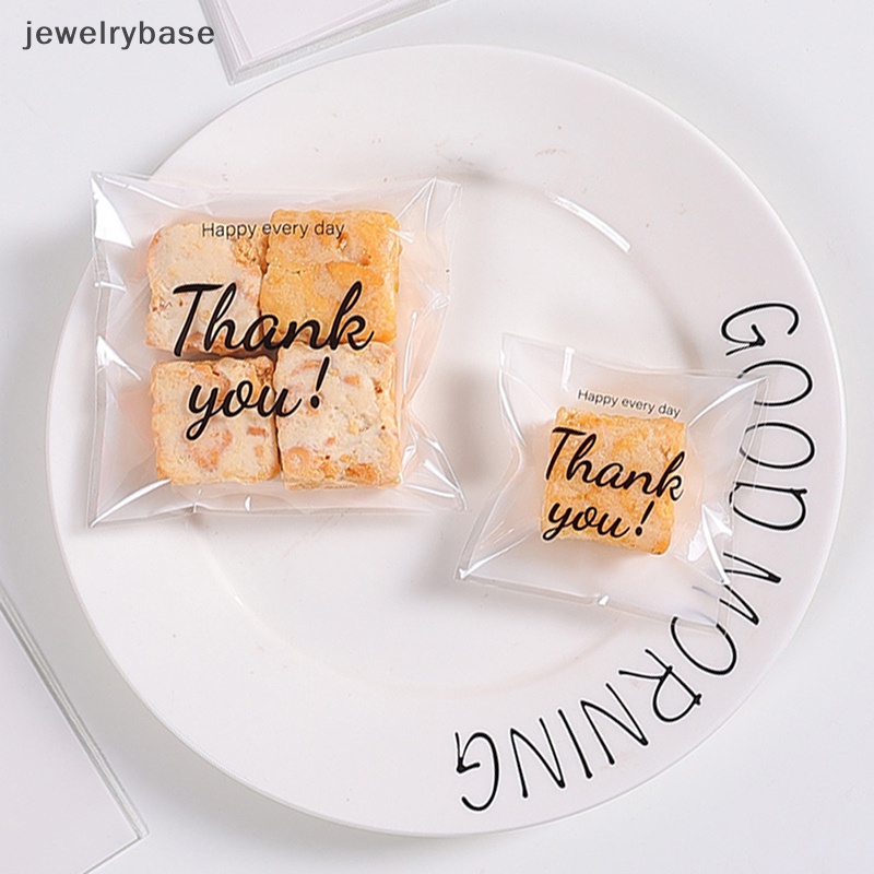 [jewelrybase] 100pcs /Pack Terima Kasih Kantong Bening Perekat Diri Permen Kue Bakery Pastry Bags Butik