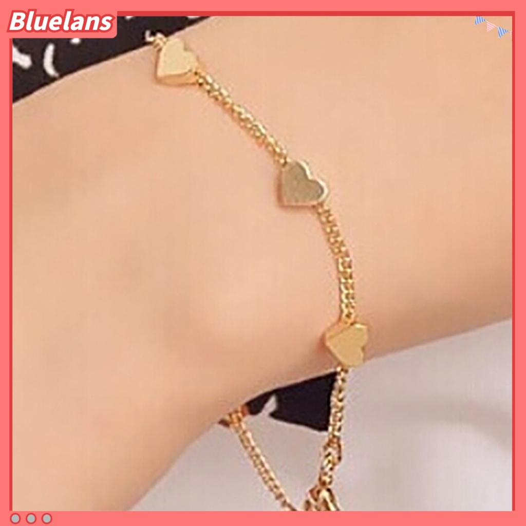 [BLS] Gelang Adjustable Simple Gelang Rantai Love Hati Warna Emas Untuk Pesta