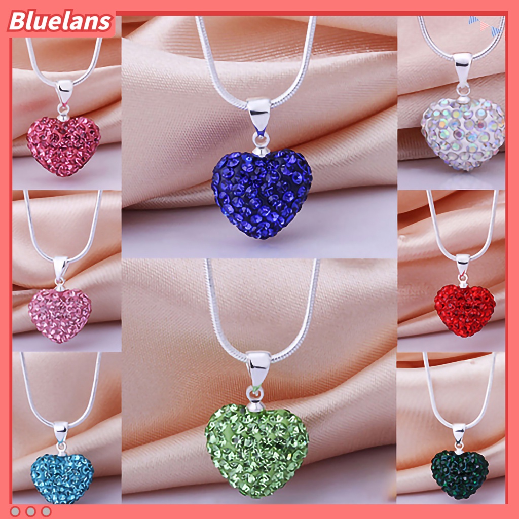 [BLS] Wanita Kalung Berlian Imitasi Hias Cinta Hati Liontin Alloy Rantai Kalung Perhiasan Untuk Pesta