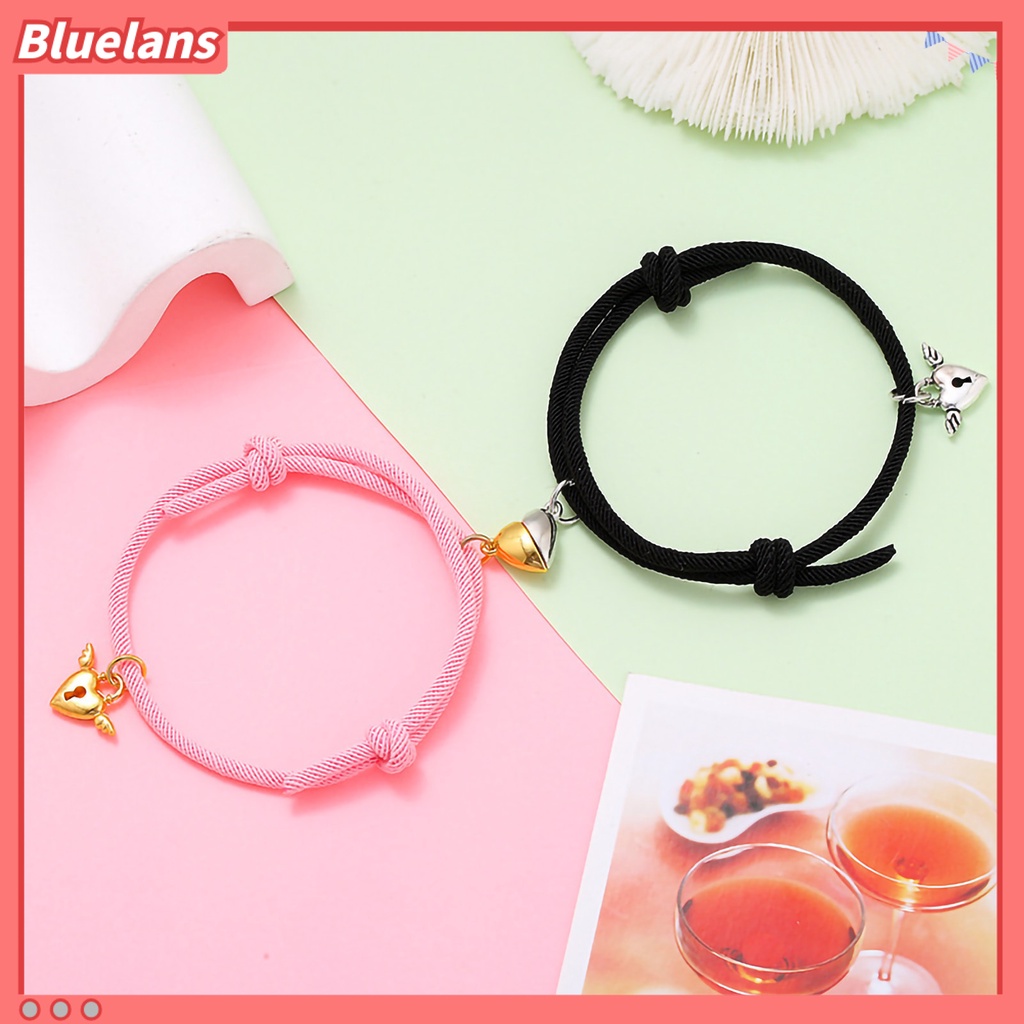 [BLS] 1pasang ic Gelang Nilon Tali Tangan Buatan Tangan Adjustable Electroplating Liontin Tidak Luntur Hias Pecinta Menarik Atraksi Hati Gelang Perhiasan Aksesori