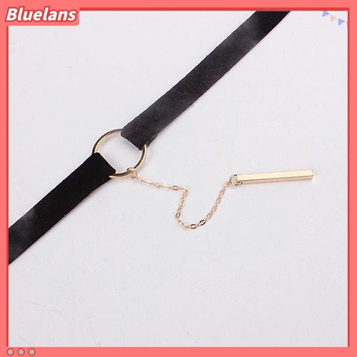 [BLS] Wanita Choker Kerah Beludru Bulat Cincin Liontin Rantai Klavikula Kalung Perhiasan