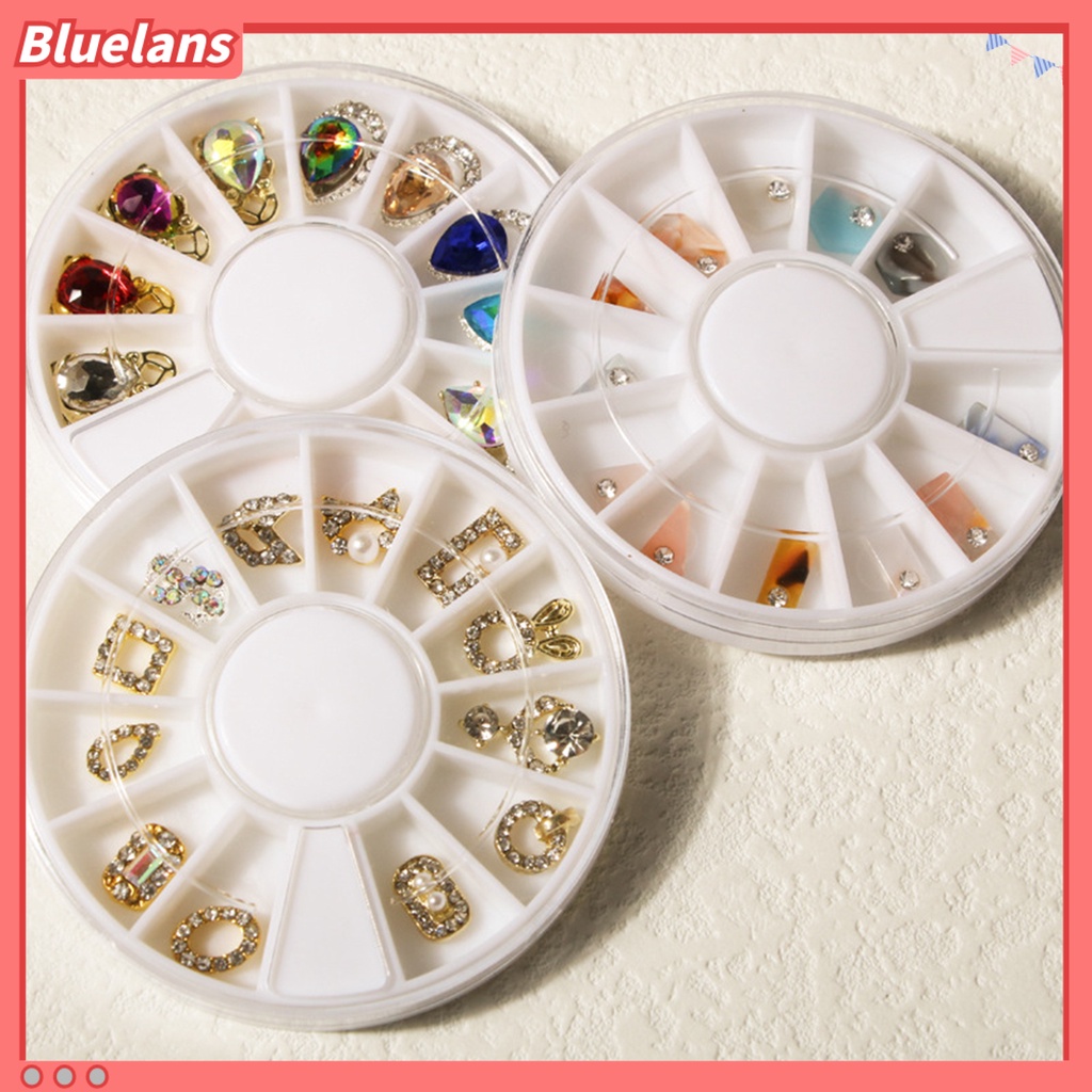 [BLM] 1kotak Dekorasi Kuku Permukaan Berkilau Bentuk Kreatif Alloy 3D Rhinestones Dekorasi Mewah DIY Nail Art Perhiasan Perlengkapan Kuku