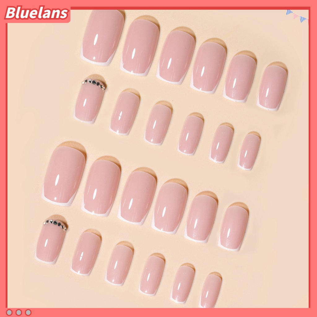 [BLM] 24pcs Kuku Buatan Warna Hidup Tahan Luntur ABS Full Cover Tekan Pada Kuku Palsu Dengan Lem Alat Set Perlengkapan Kecantikan