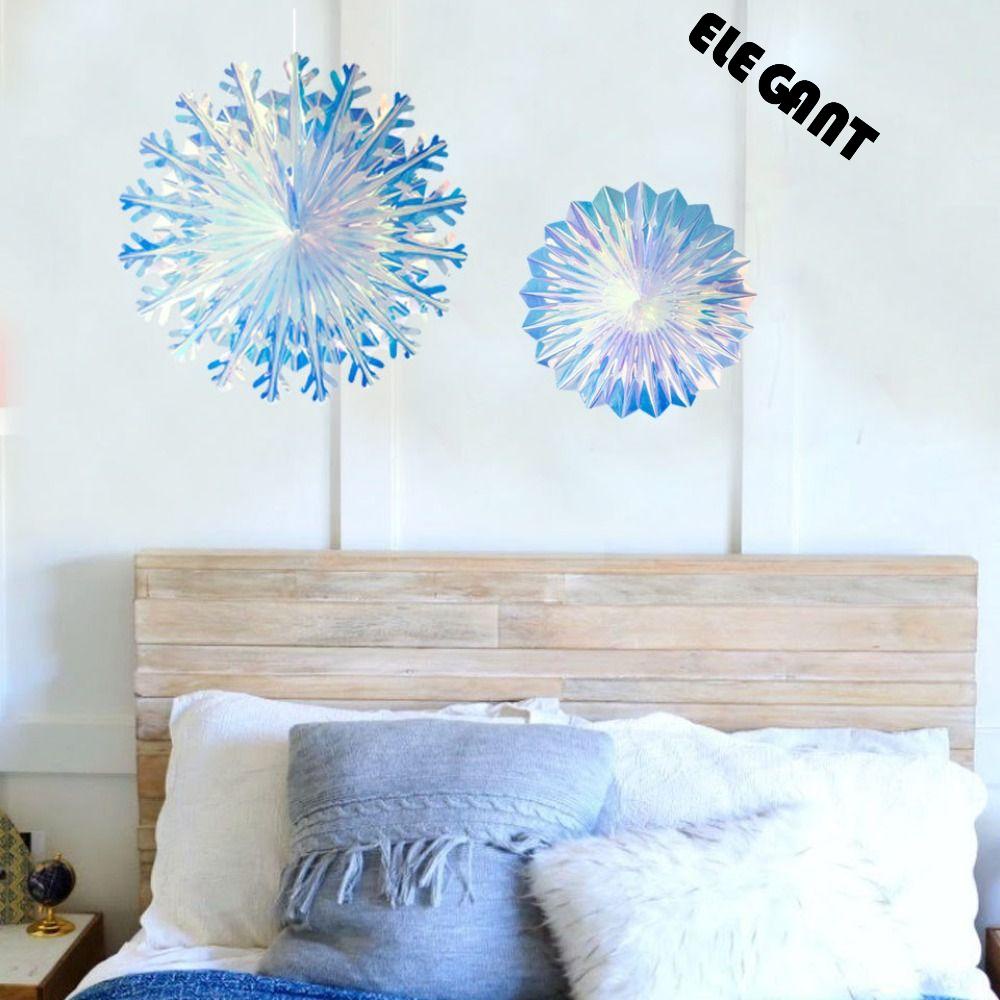 [Elegan] Neon Film 3D Multifungsi Dekorasi Rumah Snowflake Fan Properti Fotografi Ornamen Natal