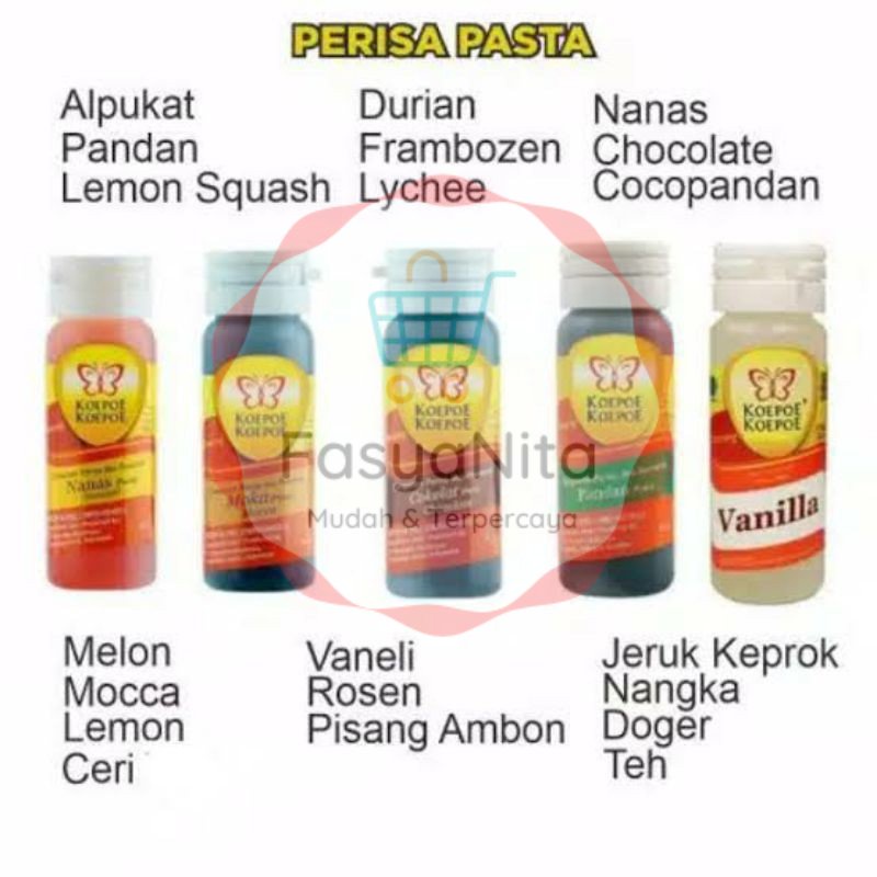 

PASTA KOEPOE KOEPOE / PERISA MAKANAN MINUMAN KUPU ESSENCE RASA PANDAN COCOPANDAN MELON JERUK LEMON