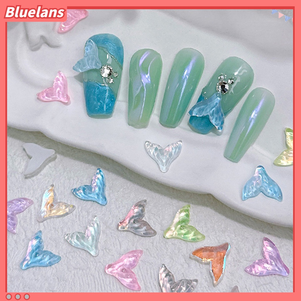 [BLM] 20pcs/bag Perhiasan Kuku Tiga Dimensi Mudah Tempel Indah Bawah Datar Hias DIY Kristal Imitasi Mermaid Tail Shape Nail Rhinestones Manicure Store Accessories