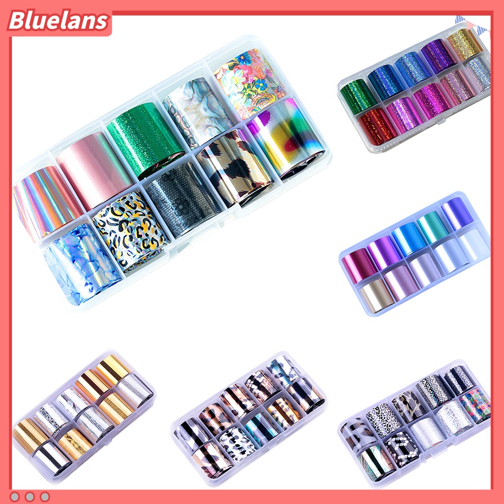 [BLM] 10rolls /Set Glitter Nail Art Foils Laser Tips Stiker DIY Manicure Dekorasi