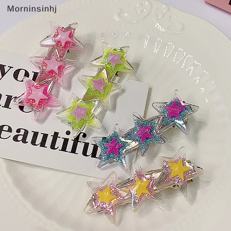 Mornin Warna-Warni Transparan Glitter Bintang Rambut Klip Gadis Manis Hiasan Rambut Kreatif Jepit Rambut Barrettes Fashion Hiasan Kepala Aksesoris id