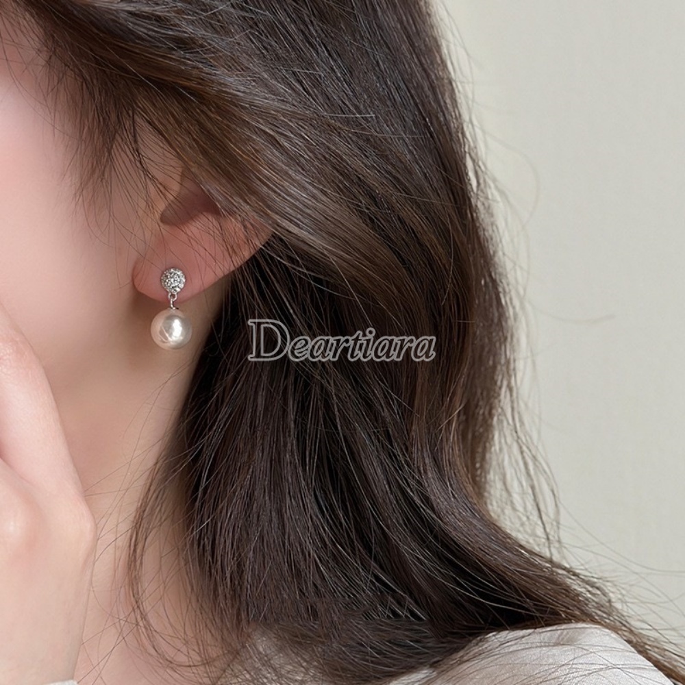 Temperamen Anting Fashion Perancis Sederhana Dan Indah Micro Hias Anting Mutiara Bulat Perempuan