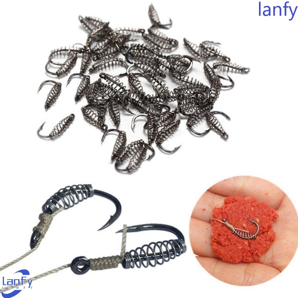 Lanfy Fishhooks 20PCS Air Tawar Karbon Tinggi Umpan Hidup Ujung Tajam Anti Karat Gepeng Body Fishhook