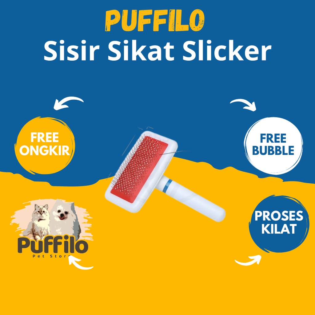 Sisir Sikat Slicker | Sisir Sikat Kawat Gagang Plastik | Sisir Gimbal &amp; Rontok Grooming Anjing Kucing