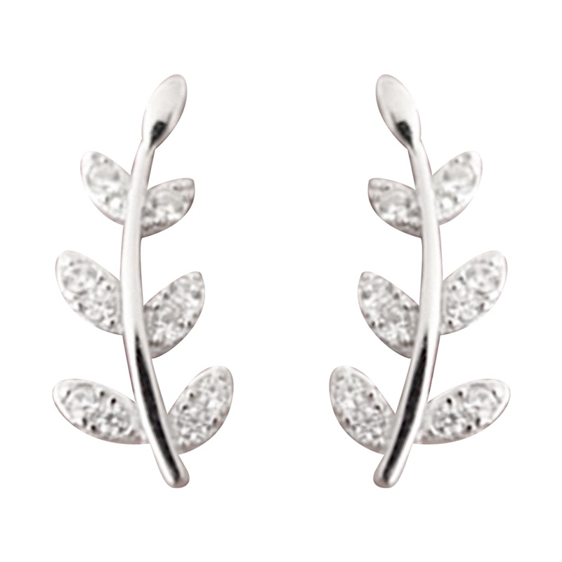 Dainty Leaf Olive Shaped Silver Color Stud Earrings Untuk Wanita Shiny Daily Wear Fancy Girl Ear Earrings Perhiasan Fashion