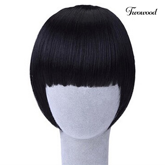 Twowood Pretty Girl's Clip on/in Poni Rapi Lurus Palsu Bob Style Fringe Sopak