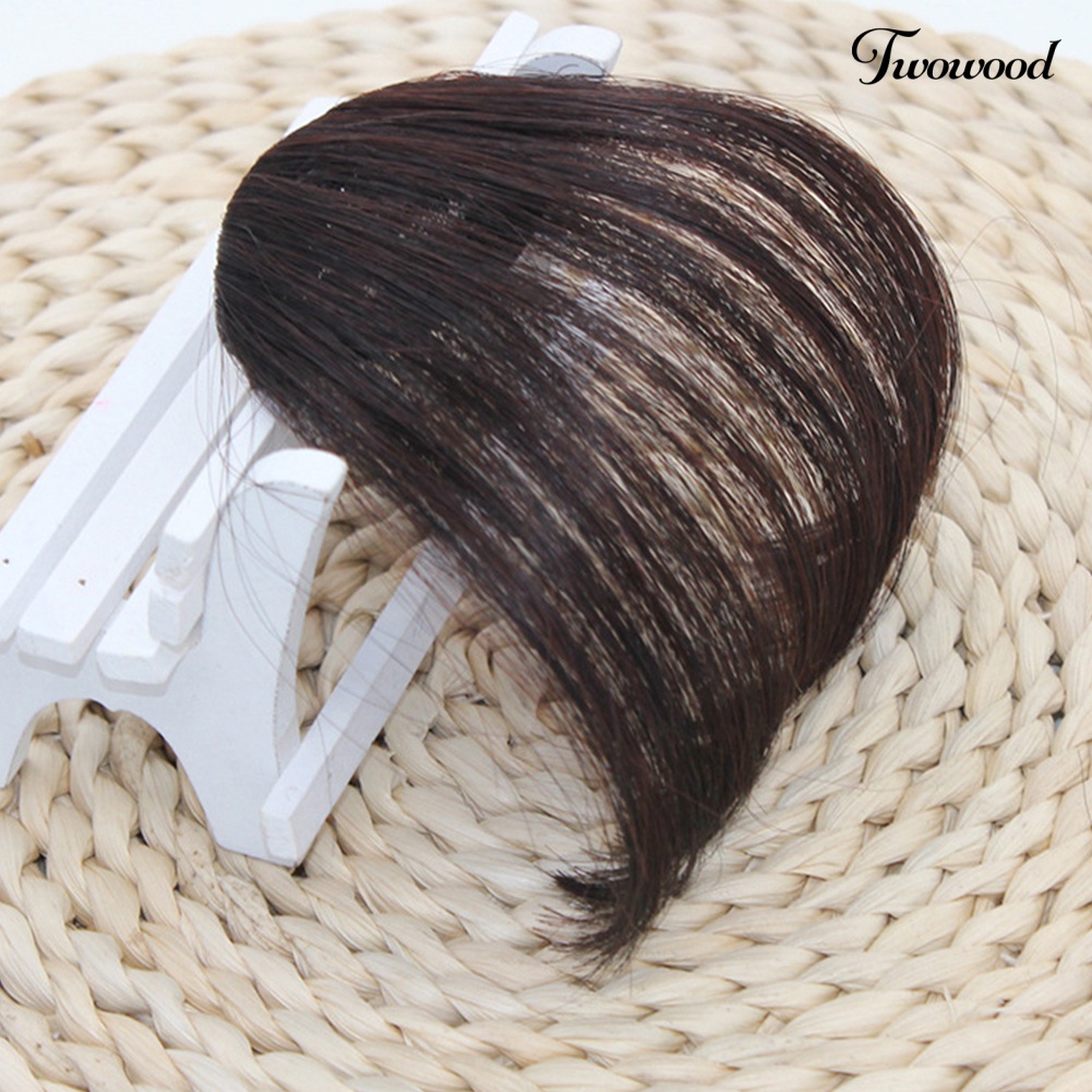 Twowood Wanita Rambut Palsu Klip Air Bangs Wig Full Tipis Rapi Pinggiran Ekstensi Sopak