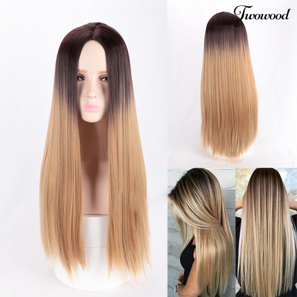 Twowood Women Wig Lurus Inner Rose Mesh Panjang Wanita Wig Lace Halus Untuk Perempuan