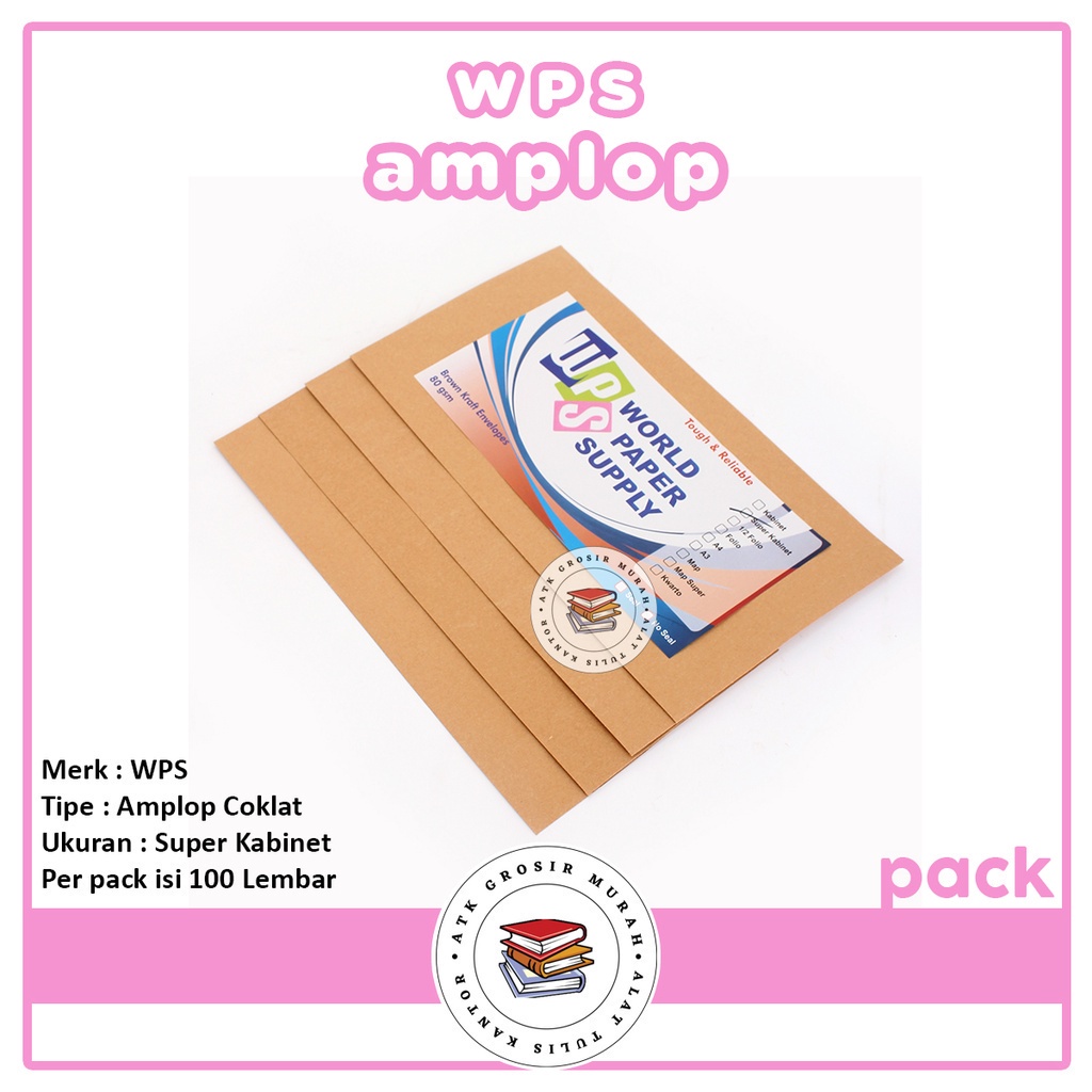 

WPS - Amplop Coklat Polos Ukuran Super Kabinet No Seal - Pack
