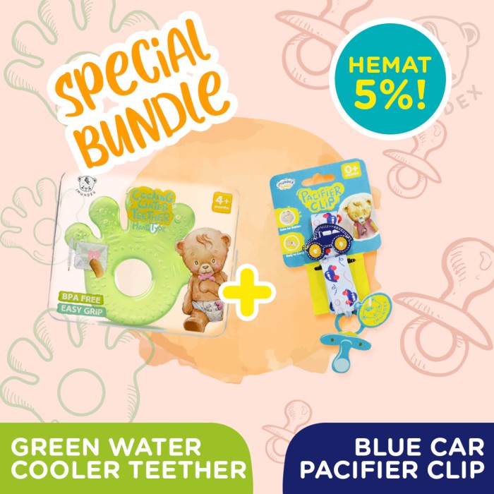 IMUNDEX  Gigitan Bayi / Water Teether Hand + Kotak penyimpan - blue