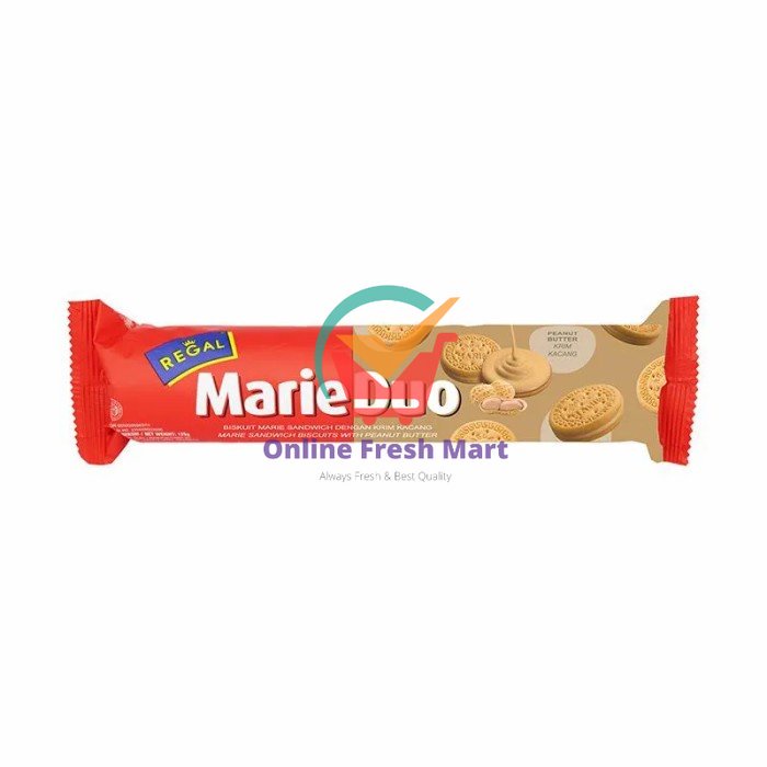 

Regal Marie Duo Peanut Kacang / Biskuit Marie Sandwich (100 gr) - Online Fresh Mart Denpasar