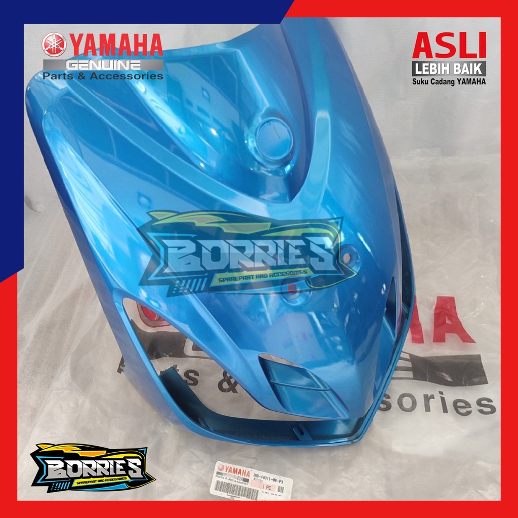 TAMENG DASI DEPAN YAMAHA MIO SMILE TAHUN 2011 WARNA BIRU METALIC ORIGINAL 28D-F8311-00-P3