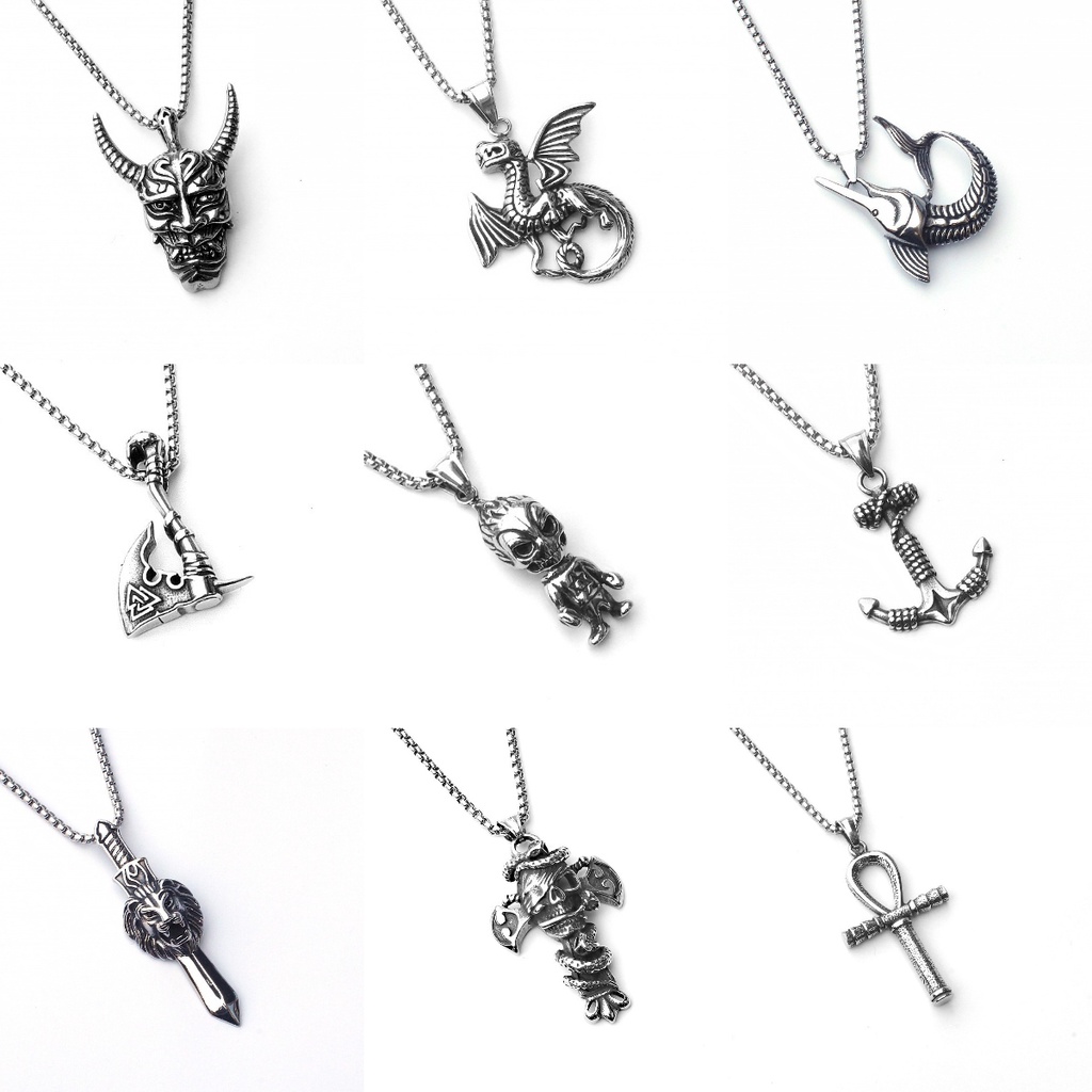 Topeng Tanduk Jangkar Monster Liontin Pria Kalung ，Kalung Alloy Hip Hop，kalung pria anime，kalung untuk pria