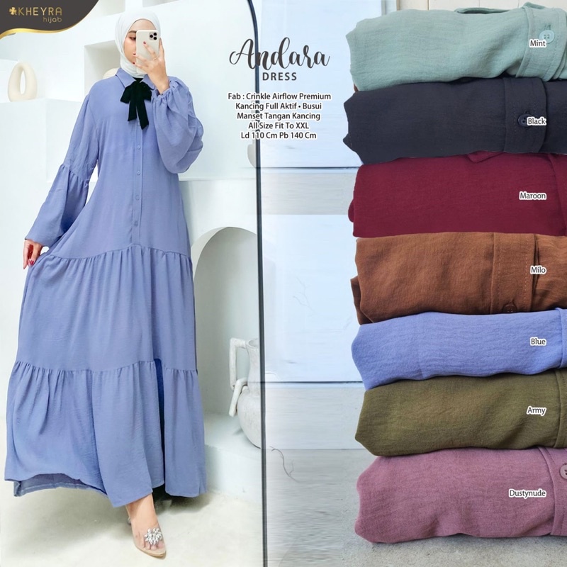 ANDARA DRESS ORI KHEYRA | Ld110 Crinkle Airflow Premium