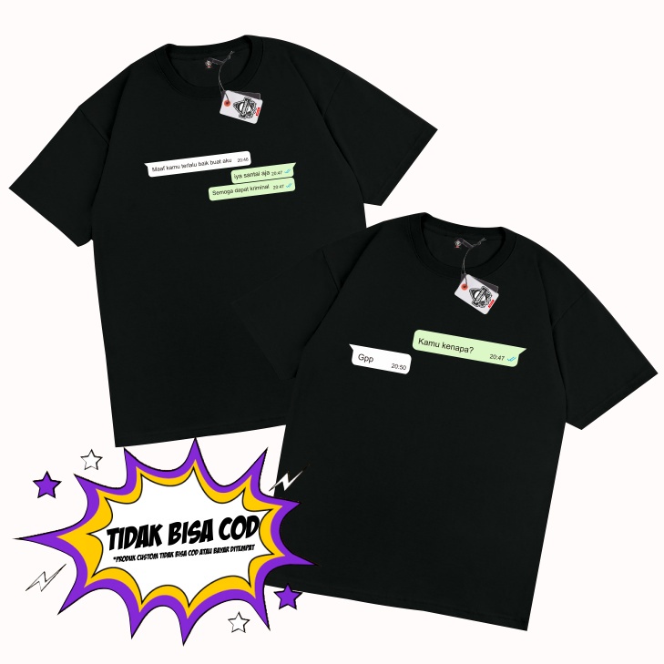 Kaos T Shirt KATA UNIK Custom WHATSAPP CHAT PACAR Kaos Distro