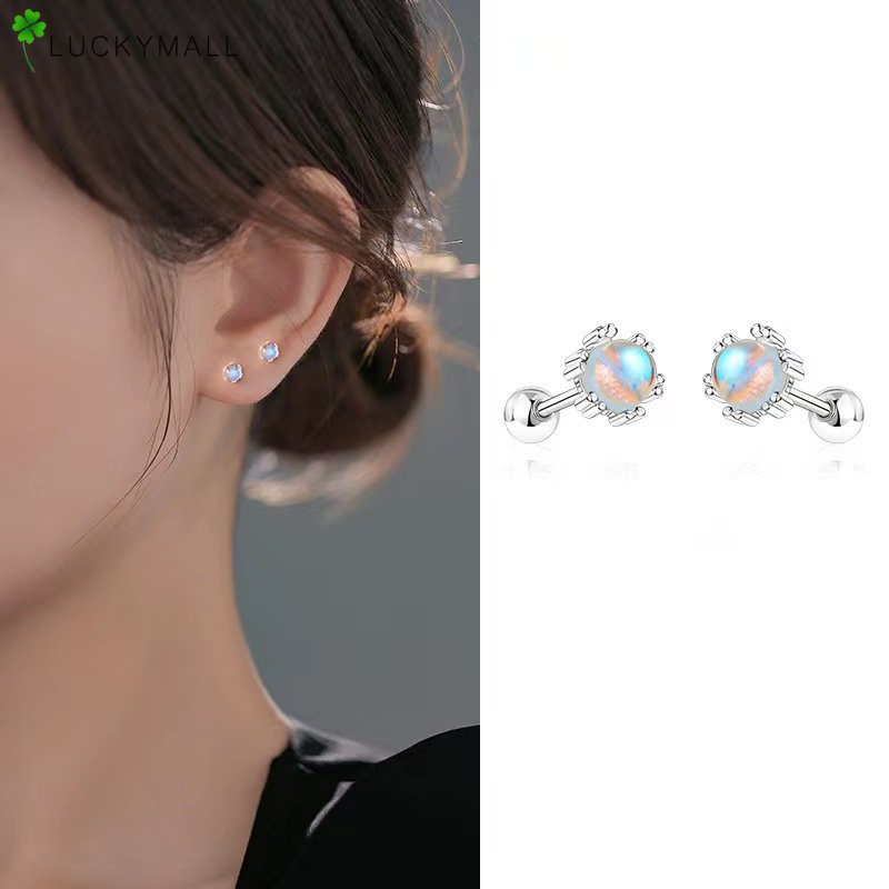 Anting Sekrup Opal Warna-Warni Elegan Fashion Perak Stud Earring Untuk Wanita Hypoallergenic Aksesoris Perhiasan