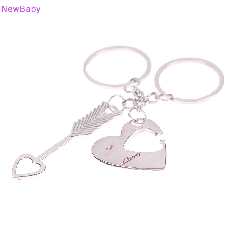 Newbaby 1pasang New Love Heart Lock Gantungan Kunci Ring Keyring Keyfob Valene's Day Gift ID