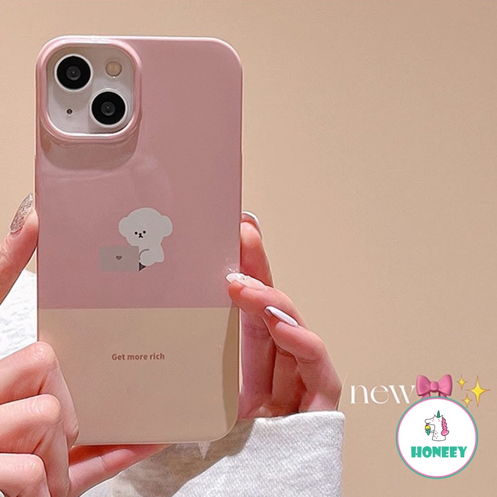 IPHONE Sweet Pink Working Puppy Case Kompatibel Untuk Iphone14 Pro Max13 12 Pro Max Case Iphone11Lembut TPU Shockproof Cover