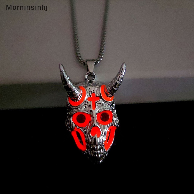 Mornin Bercahaya Ram Tengkorak Liontin Setan Kambing Kepala Kalung Vintage Rantai Leher Halloween Perhiasan Aksesoris Untuk Pria Pacar Hadiah id