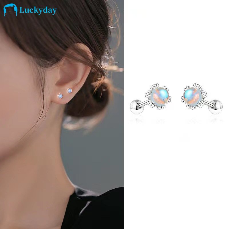 Yeezii Elegan Warna-Warni Opal Anting Sekrup Fashion Perak Stud Earring Untuk Wanita Hypoallergenic Aksesoris Perhiasan