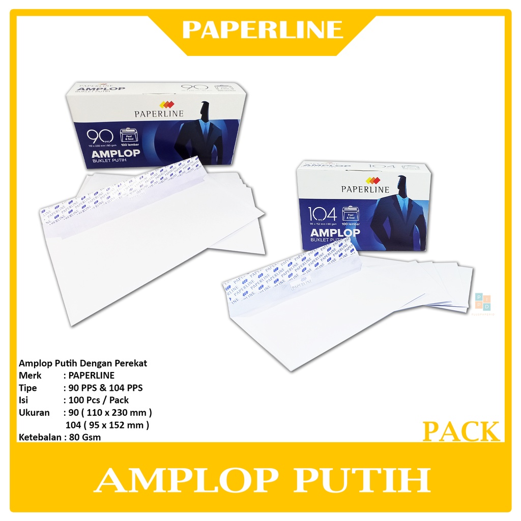 

PAPERLINE - Amplop Putih Peel & Seal No.90~No.104 - Pack