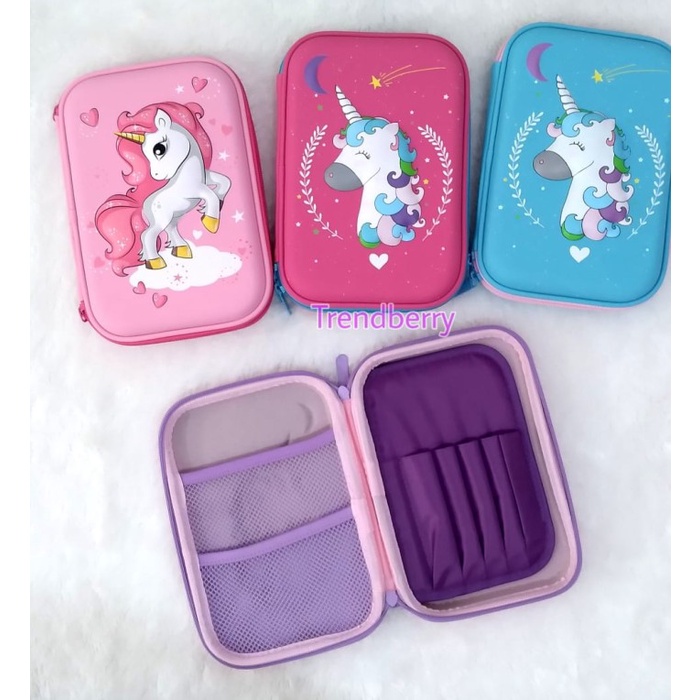 

Tempat pensil unicorn kotak pensil pensil case hardtop 3D unicorn lucu - berdiri ungu