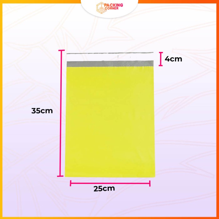 

Plastik Packing Polymailer Warna Kuning 25x35 isi 100 pcs Tebal MURAH