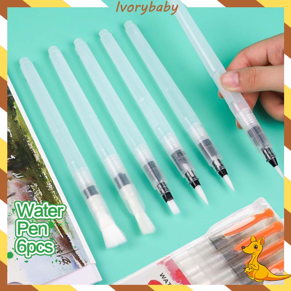 Ivorybaby Kuas cat air 6pcs Water brush pen aet Water kuas pena untuk melukis