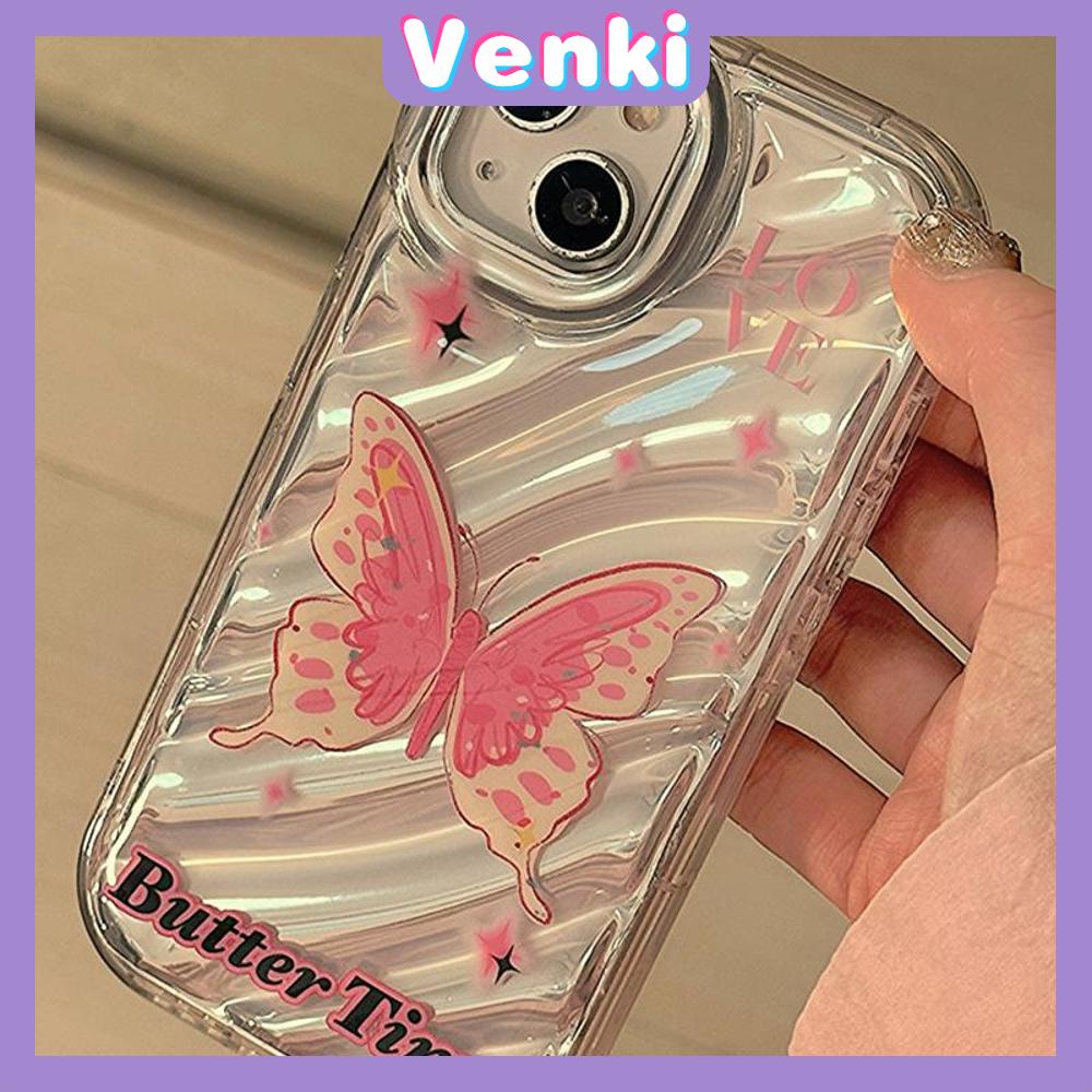 Venki - Untuk Iphone11 iPhone Case Laser Reflektif Bening Casing Ponsel TPU Lembut Shockproof Airbag Phone Case Romantic Butterfly Kompatibel Dengan Iphone14 13 Pro Max 12 Pro Max XR XS