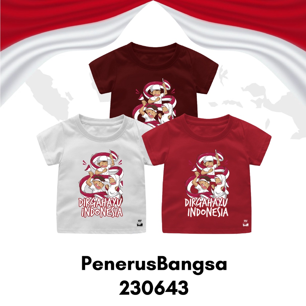 Baju Kaos Kemerdekaan Indonesia 78 Tahun Size Bayi Sampai Dewasa Bahan Katun Combed 30s