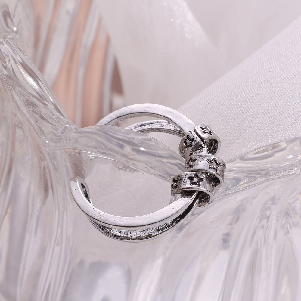 Fashion Bintang Hip Hop Gaya Adjustable Open Rings Untuk Wanita Dan Pria/Ladies Silver Metal Finger Ring/Daily &amp; Party Vintage Rings/Perhiasan Wanita Populer