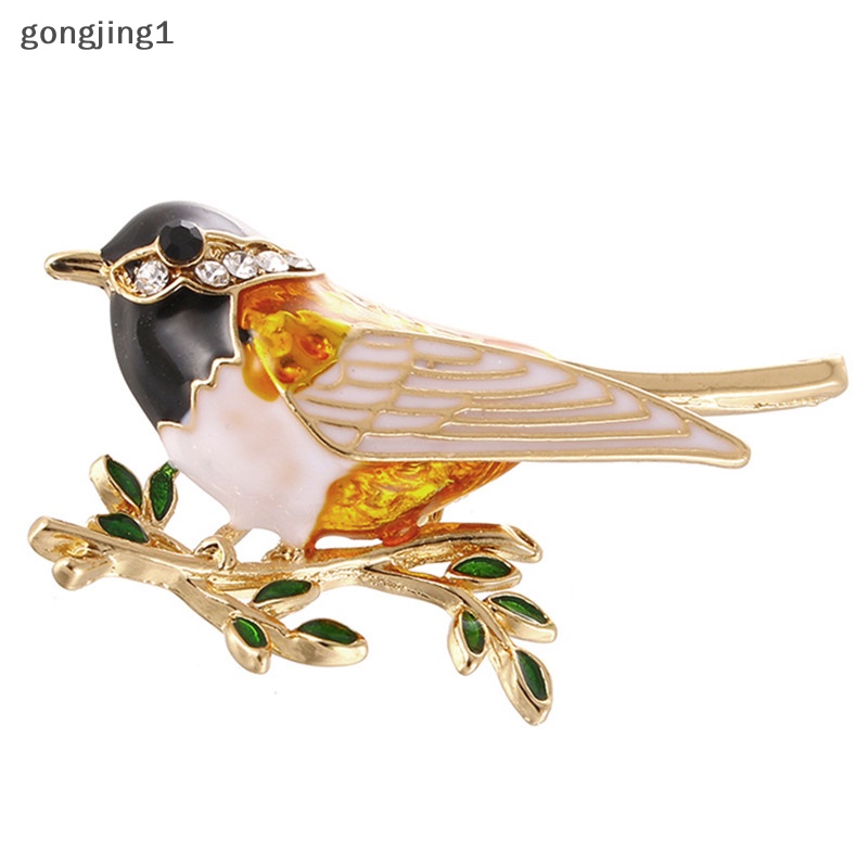 Ggg Enamel Burung Bros Pin Kristal Berlian Imitasi Hewan Brooch Pin Pakaian Perhiasan ID