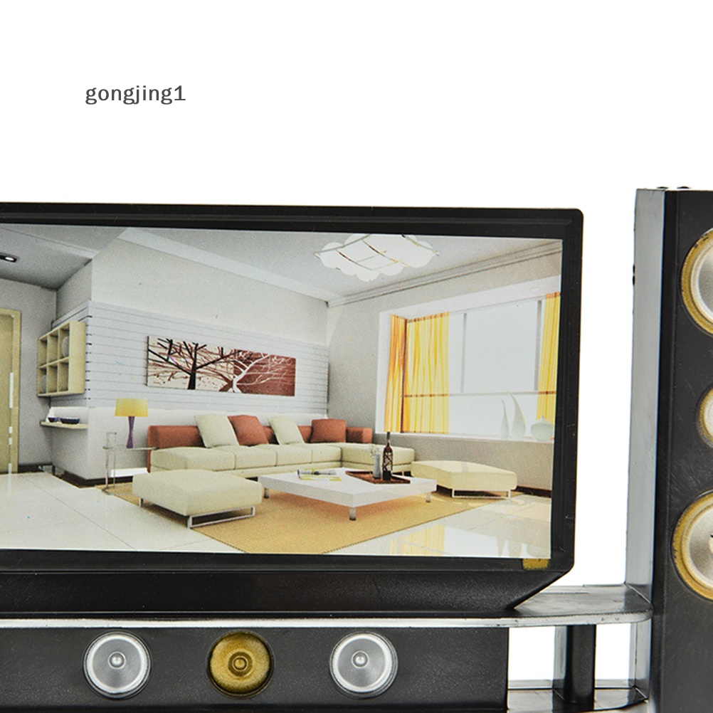 Ggg 1pcs Set Lemari Home Theater TV Mini Hi-Fi 1:6 Combo Untuk Boneka Barbie ID