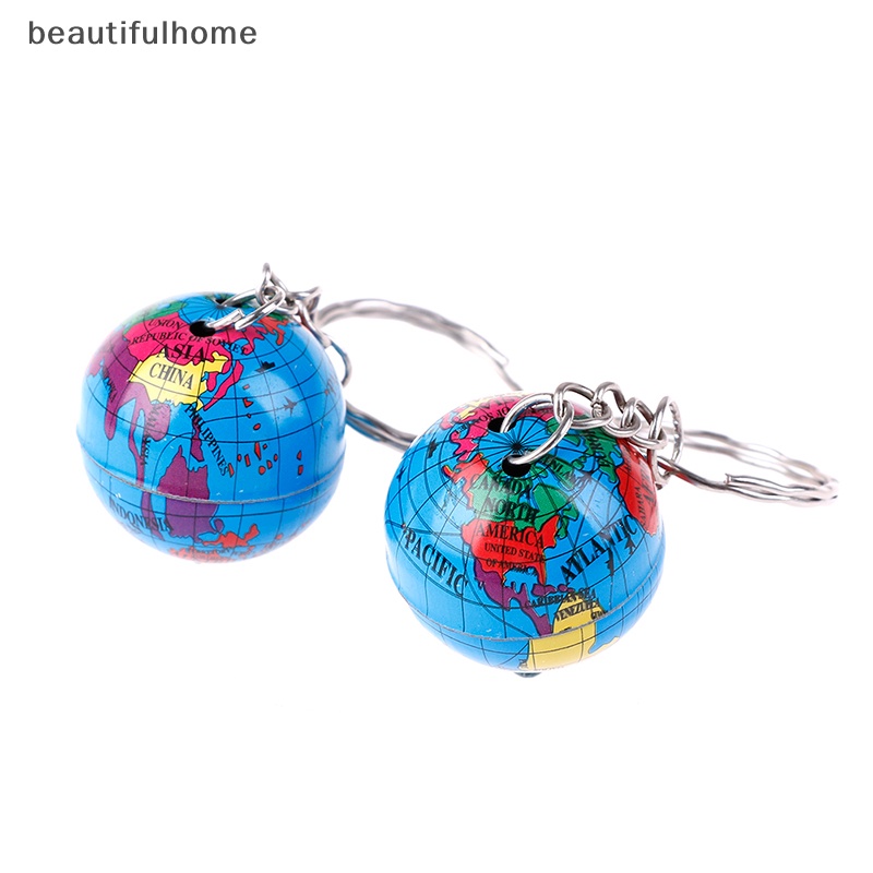 {beautifulhome} 2 Pcs Peta Dunia Globe Gantungan Kunci Perhiasan Bola Dunia Bumi Seni Liontin Gantungan Kunci Hadiah.