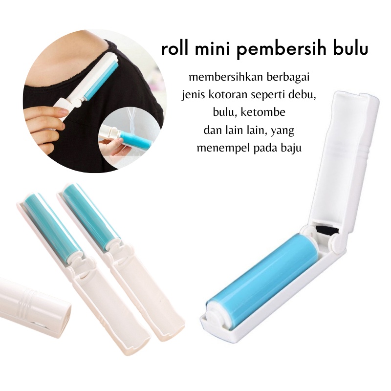 GOS -A402- Roll Mini Pembersih Bulu - Sticky Lint Roller Lipat - Washable Foldable Sticky Lint Brush