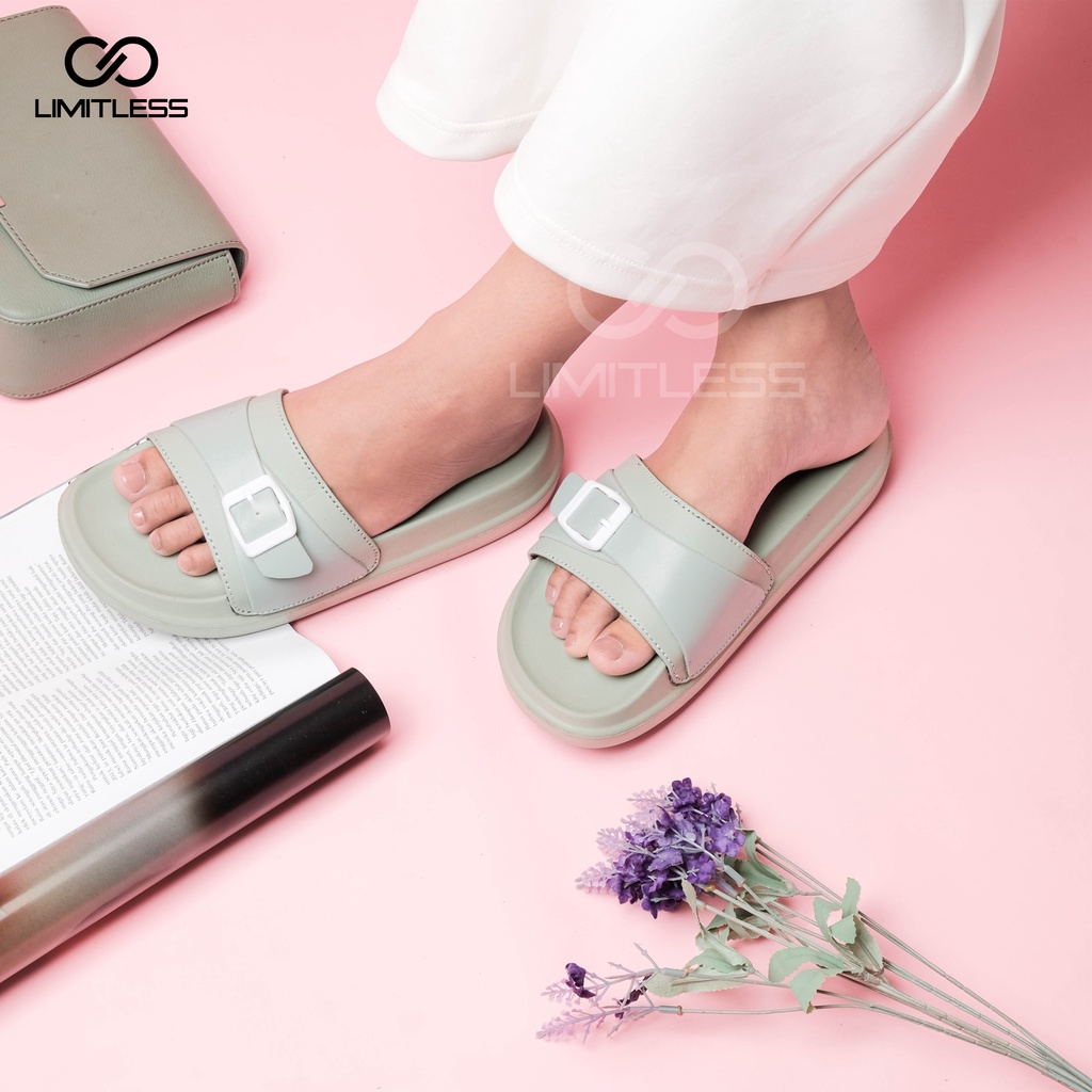 Sendal Slop Wanita Kasual Koren Style Kekinian Anti Slip Nyaman Sandal Selop Perempuan Ruby Indoor Outdoor Empuk Terbaru 2023