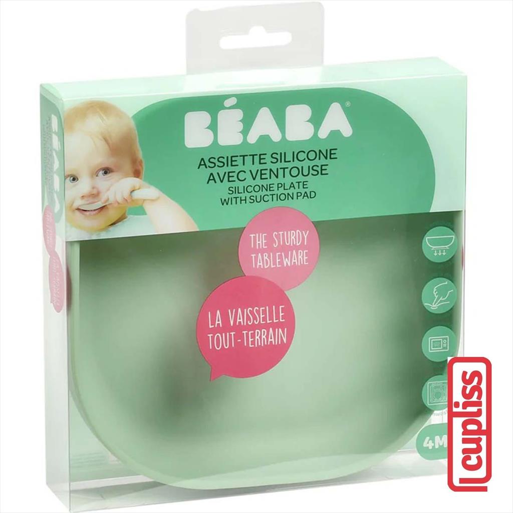 BEABA Silicone Suction Plate 135511 Sage Green Piring Makan Anak