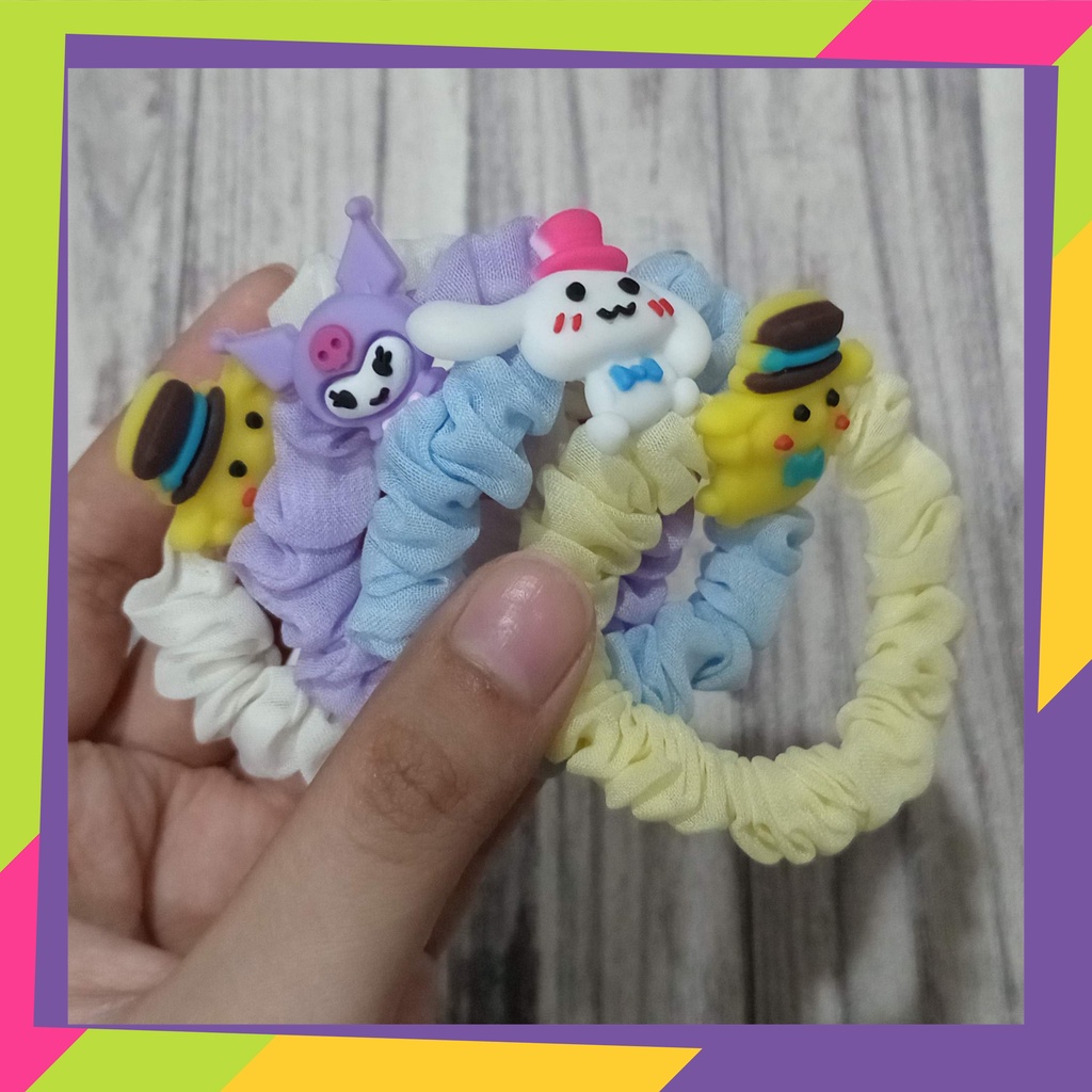 5091 / Pakrt usaha rambut karakter sanrio / Kunciran kerut anak [ isi 6pcs ]